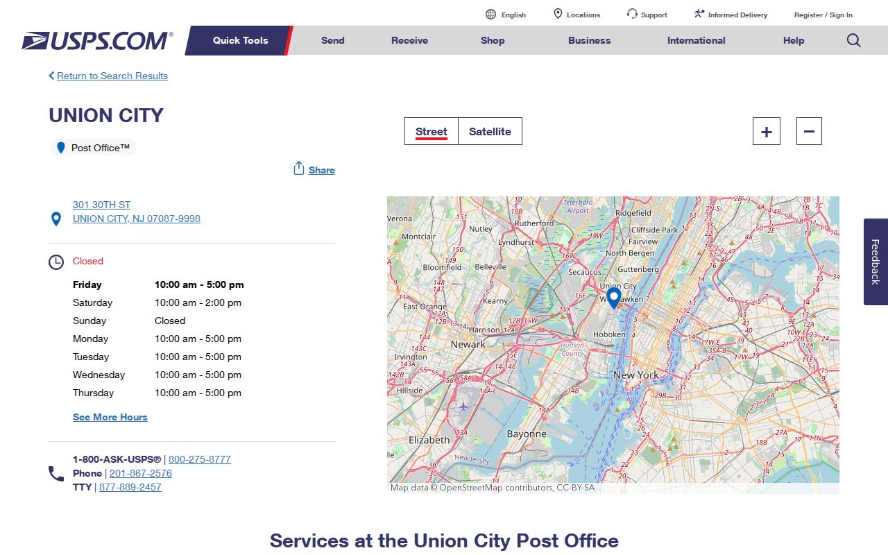 Union City ZIP code directory post office information
